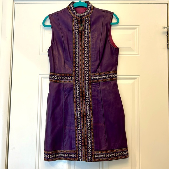 knee length dresses for ladies Miss Circle Women's Sabina Purple Leather Slash Neck Midi Dress main image 1